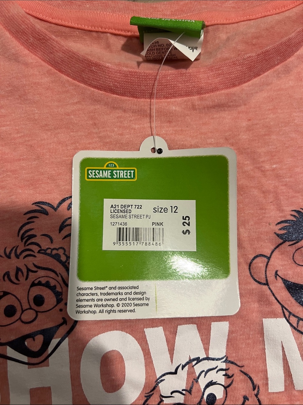 Sesame Street Pink Crewneck Tee with Character Faces - Picture 2 of 2